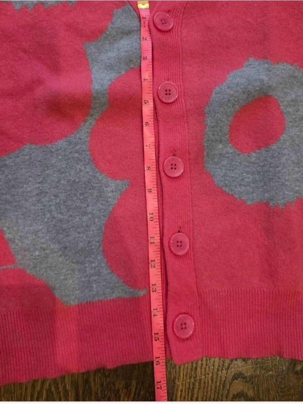 Marimekko woman’s UNIKKO Pink & Light Gray Patterned Cardigan - Picture 6 of 6